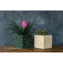 Luksusowa donica marmurowa 15x15x15 cm Marbi - Green 2 | Włoski design