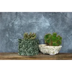 Donica z marmuru kwadratowa 15x15x15 cm Marbi - Green 1 | Ręcznie robiona