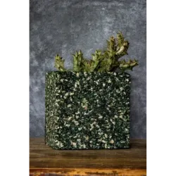 Donica z marmuru kwadratowa 15x15x15 cm Marbi - Green 1 | Ręcznie robiona