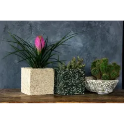 Donica z marmuru kwadratowa 15x15x15 cm Marbi - Green 1 | Ręcznie robiona