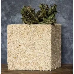 Donica Kamienna z Marmuru Marbi - Creamy | 15x15x15 cm, ręcznie robiona