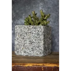 Dekoracyjna donica z kamienia Marbi - Gray 1 | 15x15x15 cm, ręcznie robiona marmurowa