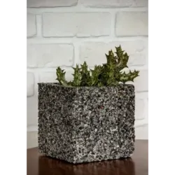Dekoracyjna donica z kamienia Marbi - Gray 1 | 15x15x15 cm, ręcznie robiona marmurowa