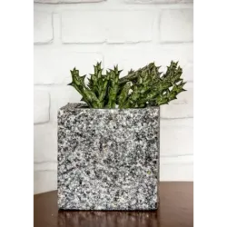 Szara donica z kamienia Marbi - Gray 2 | 15x15x15 cm, marmurowa ręcznie robiona