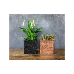 Czarna donica z kamienia 15x15x15 cm Marbi - Black 1 | Elegancja i trwałość