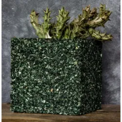 Czarna i zielona donica kamienna 15x15x15 cm Marbi - Black & Green | Styl, trwałość i luksus