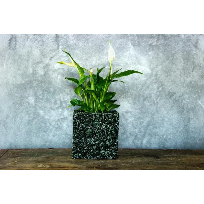 Brązowa donica kamienna 15x15x15 cm Marbi - Bronze | Elegancja na lata