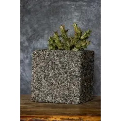 Brązowa donica kamienna 15x15x15 cm Marbi - Bronze | Elegancja na lata