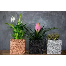 Miedziana donica kamienna 15x15x15 cm Marbi - Copper | Unikalny design i elegancja