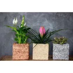 Miedziana donica kamienna 15x15x15 cm Marbi - Copper | Unikalny design i elegancja