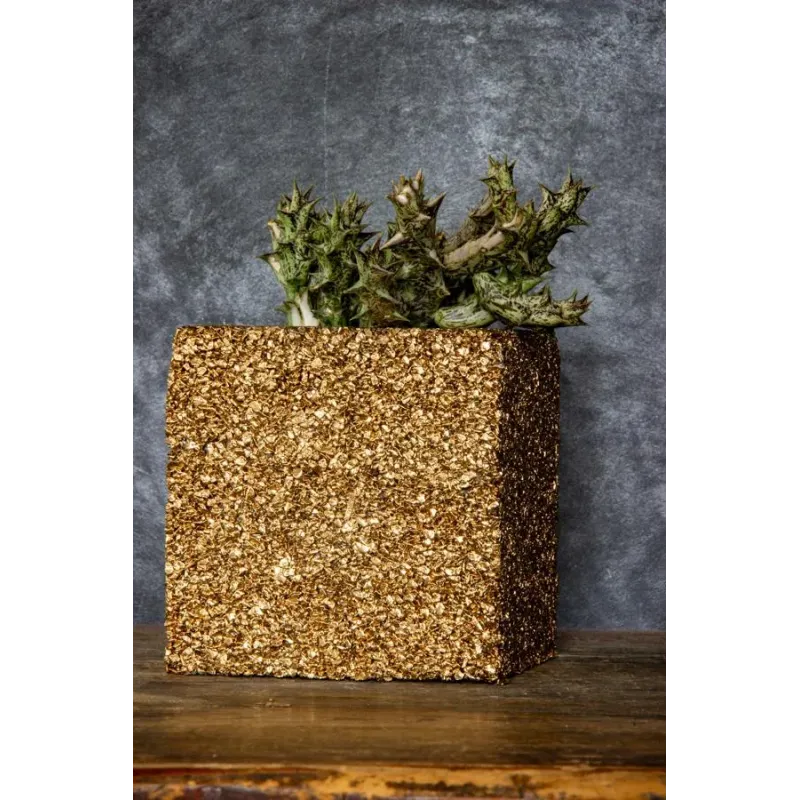 Złota donica kamienna 15x15x15 cm Marbi - Gold | Luksus i elegancja w Twoim wnętrzu