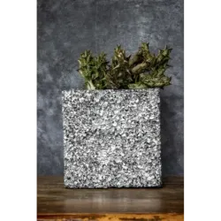 Srebrna donica kamienna 15x15x15 cm Marbi - Silver | Elegancja i nowoczesność