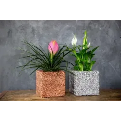 Srebrna donica kamienna 15x15x15 cm Marbi - Silver | Elegancja i nowoczesność