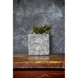 Srebrna donica kamienna 15x15x15 cm Marbi - Silver | Elegancja i nowoczesność
