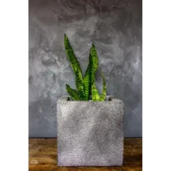 Srebrna donica nowoczesna 30x30x30 cm Modern - Silver 1 | Styl i trwałość