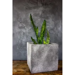 Srebrna donica nowoczesna 30x30x30 cm Modern - Silver 1 | Styl i trwałość