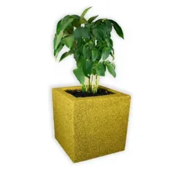 Żółta designerska donica 30x30x30 cm Modern - Yellow 1 | Do wnętrz i ogrodów