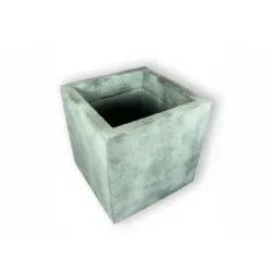 Srebrna donica kwadratowa duża 50x50x50 cm Modern – Silver 2 | Minimalizm i trwałość