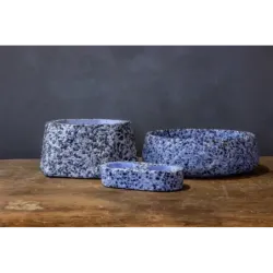 Niebieska doniczka sześciokątna z marmurem Dodo – Marble Blue | Wyrazista i stylowa