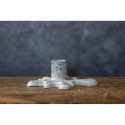 Świecznik marmurowy dekoracyjny z betonu na 1 tealight Dodo – Kleks Marble 1 | Artystyczny