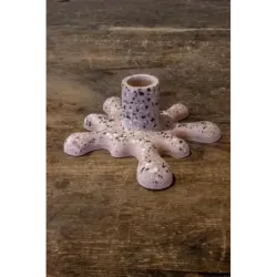 Świecznik marmurowy pudrowy dekoracyjny z betonu na 1 tealight | Dodo – Kleks Marble 2