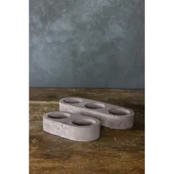 Świecznik betonowy pudrowy na 2 tealighty Dodo – P2 | Minimalistyczny design handmade