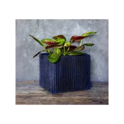 Niebieska donica designerska 26x26x20 cm Lindas - Blue | Stylowy akcent do wnętrz i tarasów
