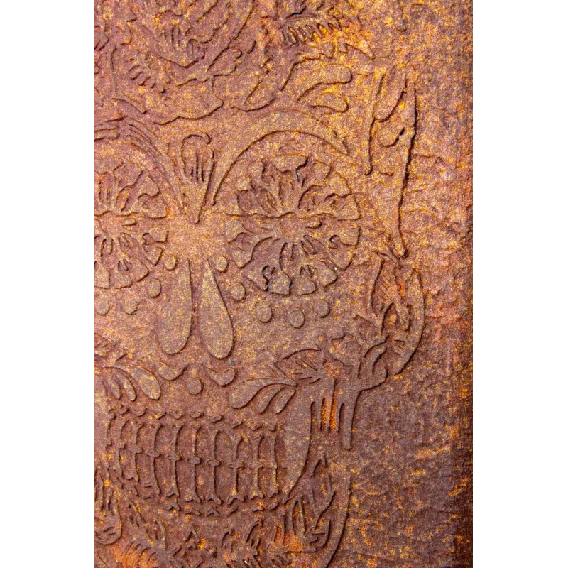 Donica cortenowa z czaszką ciemna 27x27x30 cm – industrialna dekoracja w stylu loft