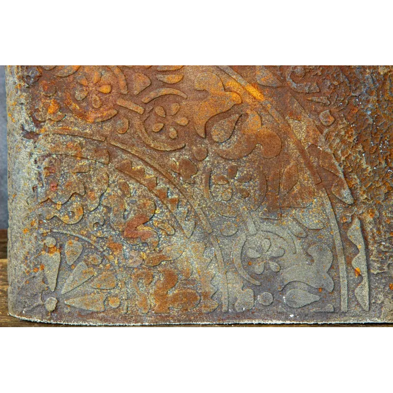 Donica cortenowa z ornamentem 25x25x21 cm – dekoracyjna donica w stylu loft