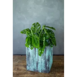 Turkusowa osłonka na doniczkę loft 25 x 25 x 30 cm - ręcznie robiona