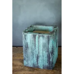 Turkusowa osłonka na doniczkę loft 25 x 25 x 30 cm - ręcznie robiona