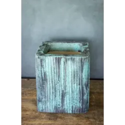 Turkusowa osłonka na doniczkę loft 25 x 25 x 30 cm - ręcznie robiona