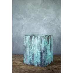 Turkusowa osłonka na doniczkę loft 25 x 25 x 30 cm - ręcznie robiona
