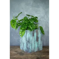 Turkusowa osłonka na doniczkę loft 25 x 25 x 30 cm - ręcznie robiona