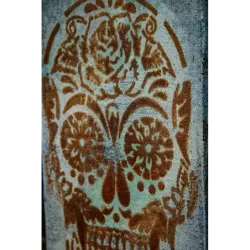 Osłonka na doniczkę z czaszką 21 x 21 x 30 cm - ręcznie robiona