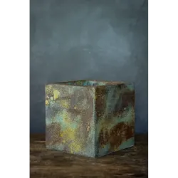 Kwadratowa osłonka na doniczkę loft 20 x 20 x 21 cm - ręcznie robiona