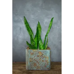Ozdobna osłonka na doniczkę loft 25x25x21 cm – ręcznie robiona z mandalą 3D