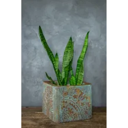 Ozdobna osłonka na doniczkę loft 25x25x21 cm – ręcznie robiona z mandalą 3D