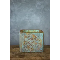 Ozdobna osłonka na doniczkę loft 25x25x21 cm – ręcznie robiona z mandalą 3D