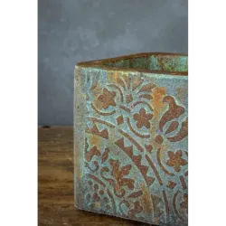 Ozdobna osłonka na doniczkę loft 25x25x21 cm – ręcznie robiona z mandalą 3D