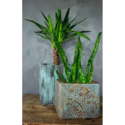 Ozdobna osłonka na doniczkę loft 25x25x21 cm – ręcznie robiona z mandalą 3D