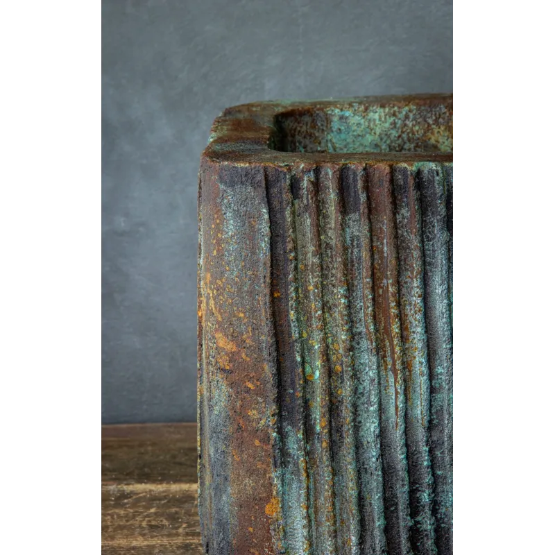 Ozdobna osłonka na donice w paski 25x25x21 cm – ręcznie robiona, unikalny design