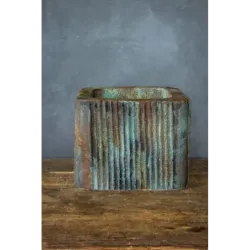 Ozdobna osłonka na donice w paski 25x25x21 cm – ręcznie robiona, unikalny design