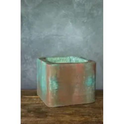 Turkusowa osłonka na donice loft 25x25x21 cm – ręcznie robiona