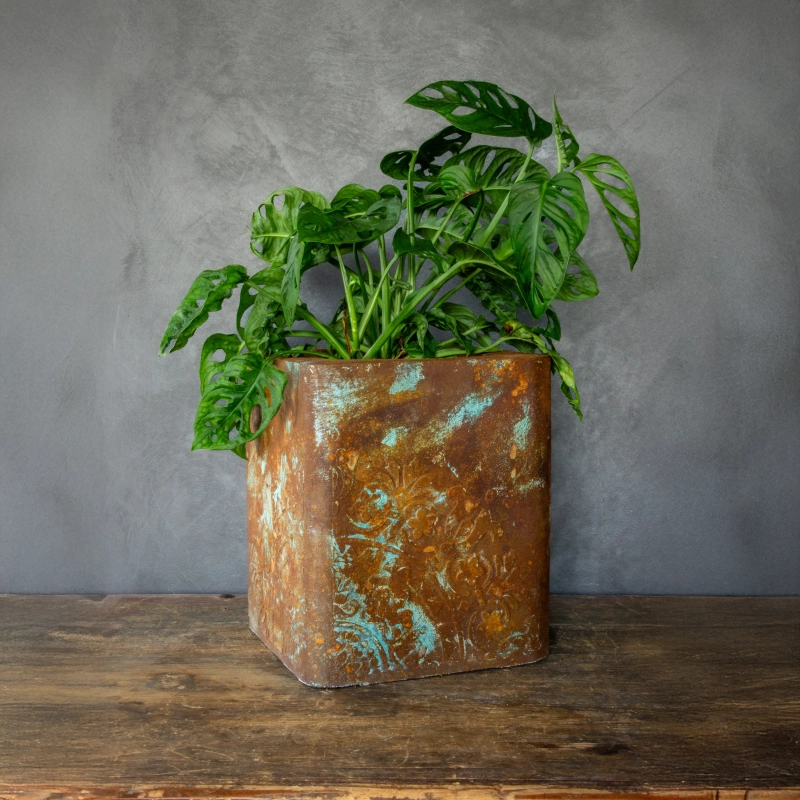 Donica loft z mandalą 3D 25×25×30 cm – Ferro Marina Rust LHR | Art Con Design