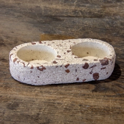 Świecznik betonowy z marmurem brązowym na 2 tealighty – Dodo B2 | Ręcznie robiony