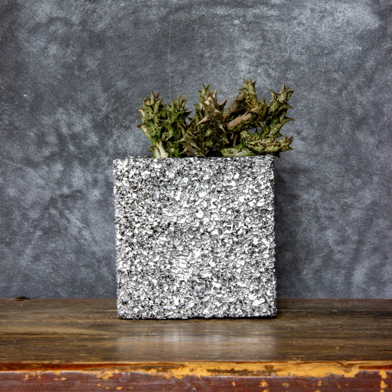 Srebrna donica kamienna 15x15x15 cm Marbi - Silver | Elegancja i nowoczesność