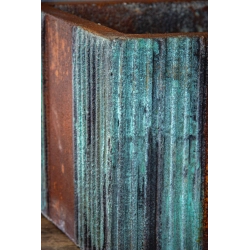 Osłonka na doniczkę 20x20x20 cm – brązowa z efektem korten i turkusem, ręcznie robiona