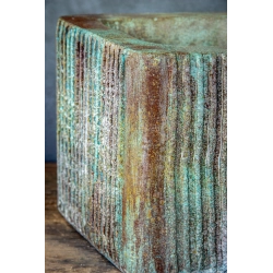 Doniczka loft w paski 25×25×21 cm – Ferro Corteza M | Art Con Design