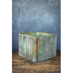 Doniczka loft w paski 25×25×21 cm – Ferro Corteza M | Art Con Design